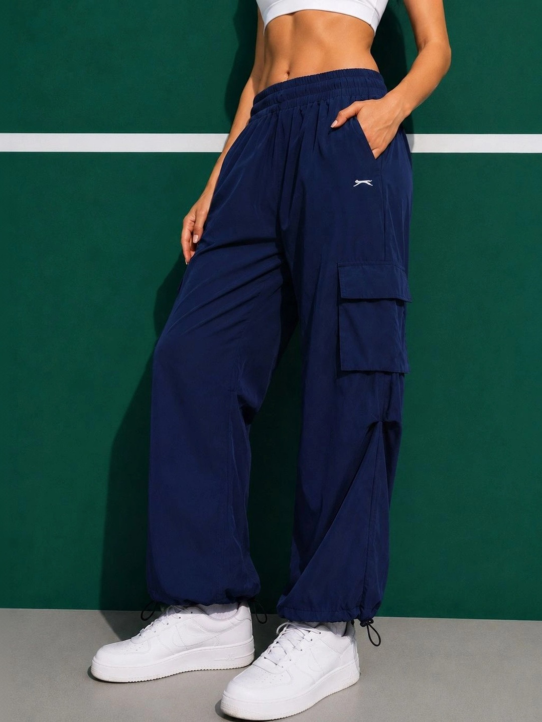 Slazenger Women Wide Leg Brand Logo Dry Fit Training Cargos