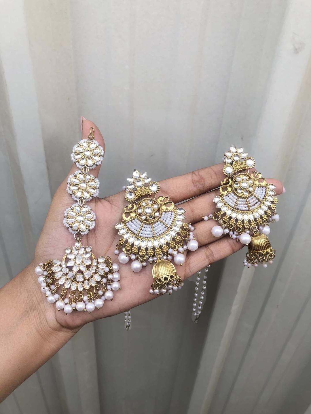 Anouk Gold-Plated Earring & Maang Tikka Set