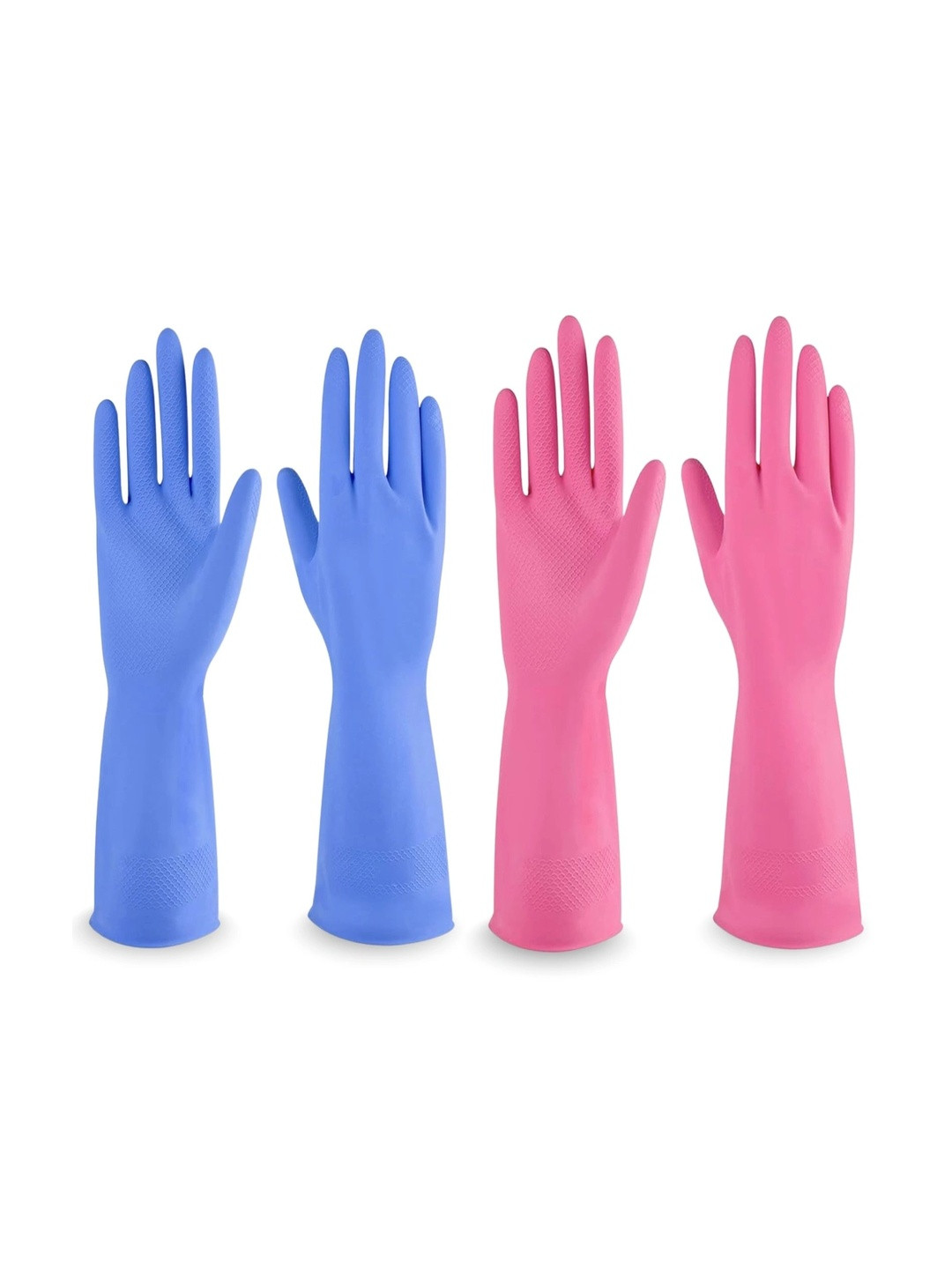 TICK MARK Pink & Blue 2-Pcs Rubber Gloves Kitchen Gloves