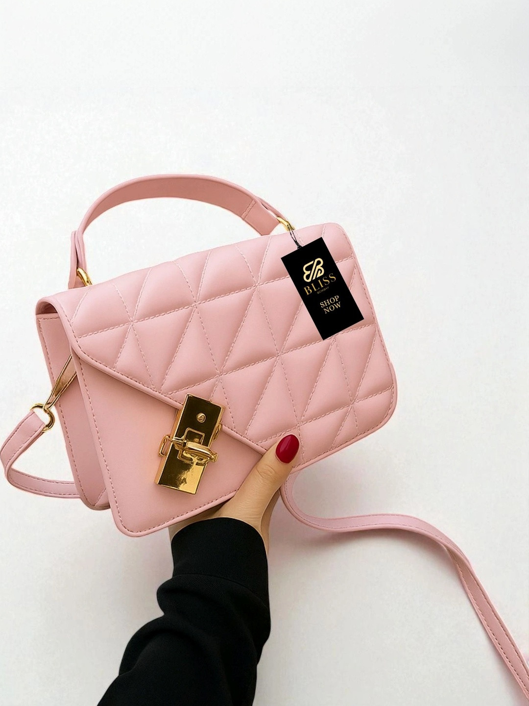 BLISS BOMBAY PU Handheld Bag with Quilted
