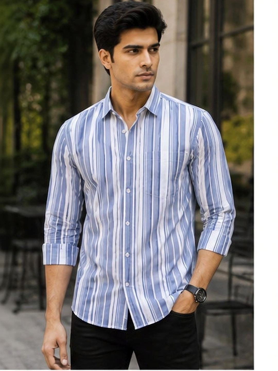 UNIFAV FASHION Men Striped Casual Shirt