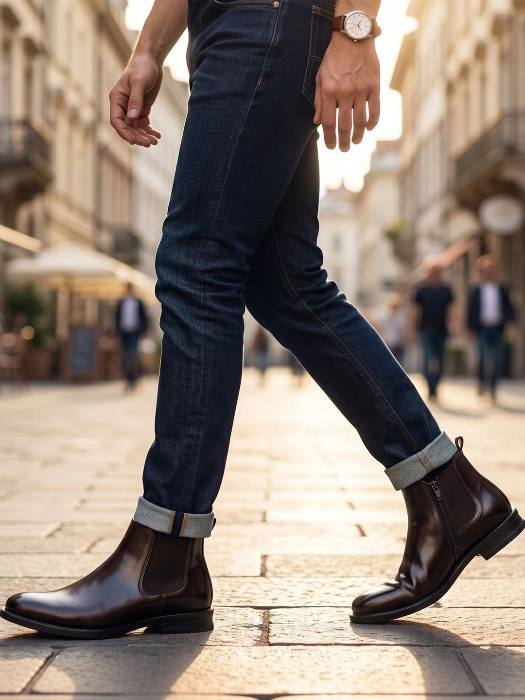 Knight Ace Men Square Toe Zip Chelsea Boots