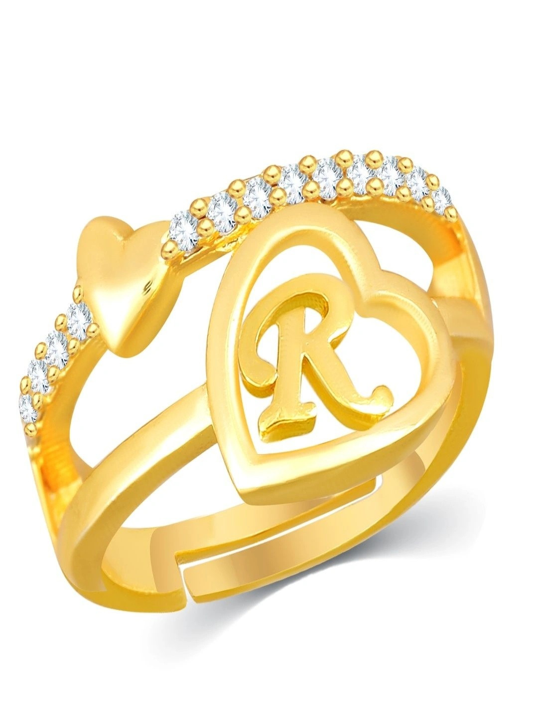 ORNEXA Unisex Gold-Plated Cubic Zirconia Finger Ring