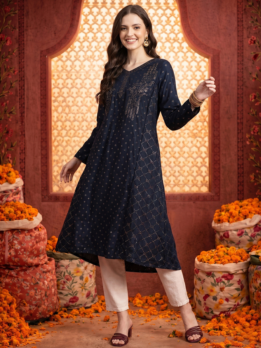 Anouk Tyohaar Collection Embellished A-Line Kurta