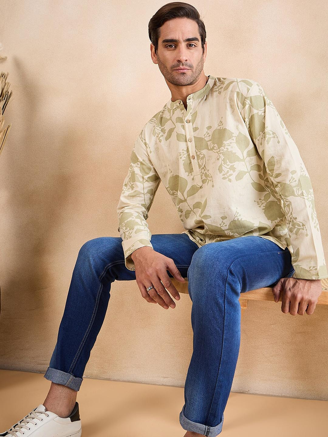 Anouk Floral Printed Cotton Short Kurta