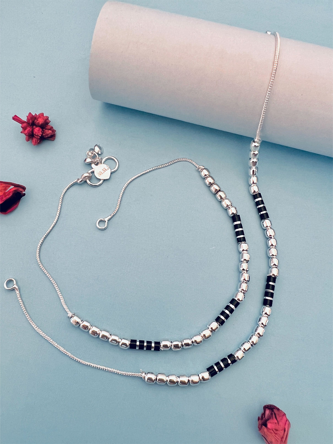 Anouk Set Of 2 Silver-Plated Beaded Brass Anklet
