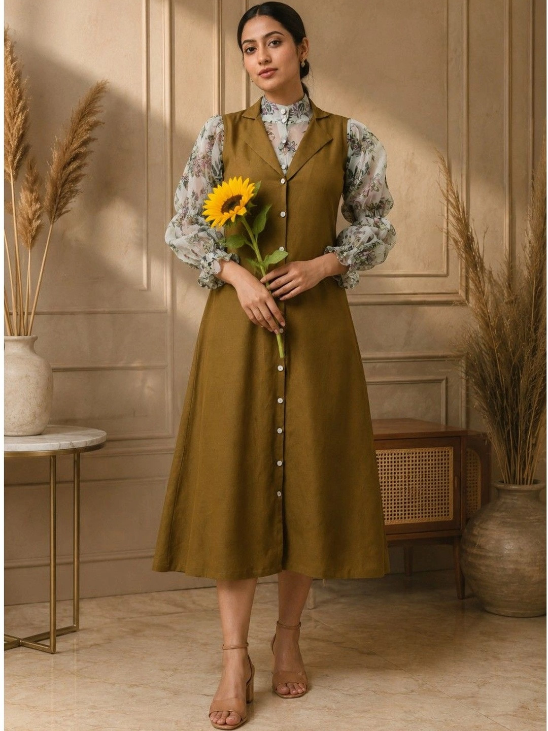 Bunai A-Line Midi Dress