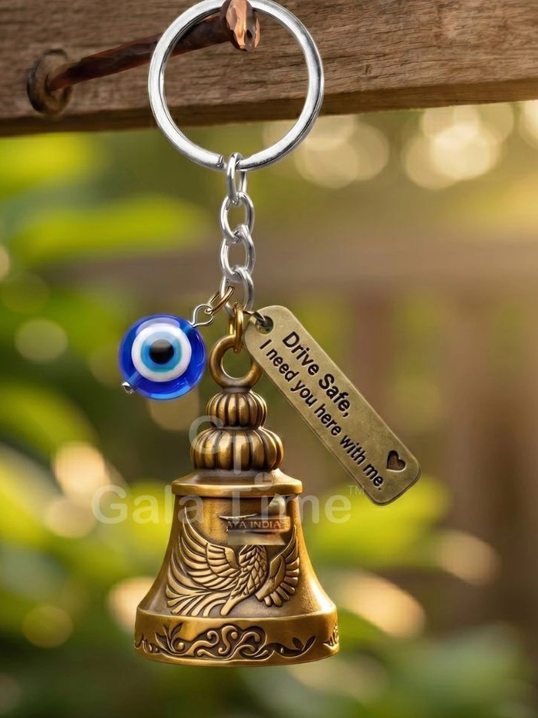GT Gala Time Falcon Guardian Bell Evil Eye Key Chain
