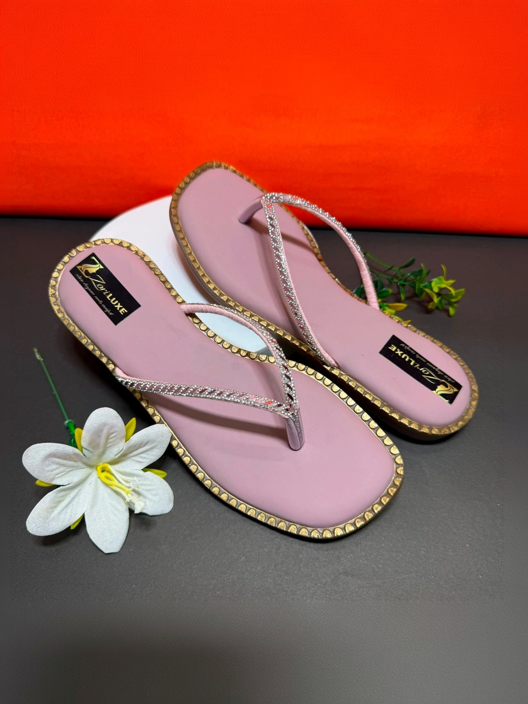 ZORILUXE Women Embellished Open Toe Flats