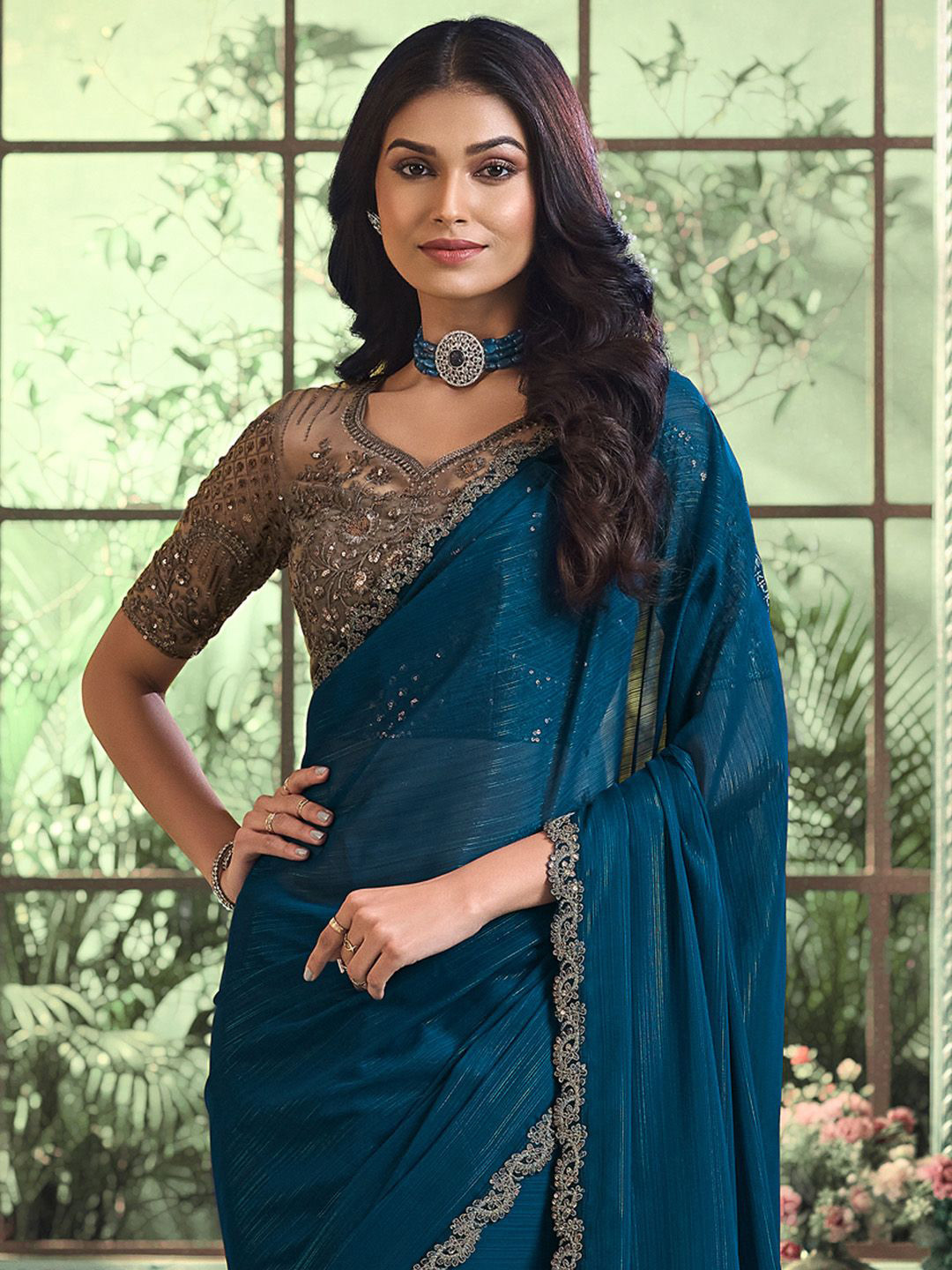 Anouk Embellished Embroidered Poly Georgette Saree