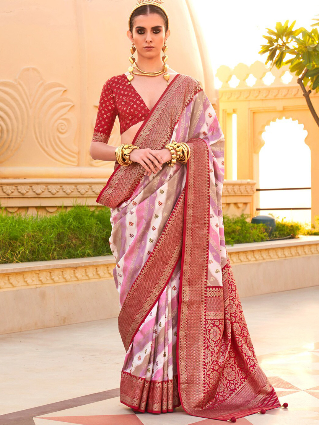 Anouk Ethnic Motifs Zari Silk Blend Banarasi Saree