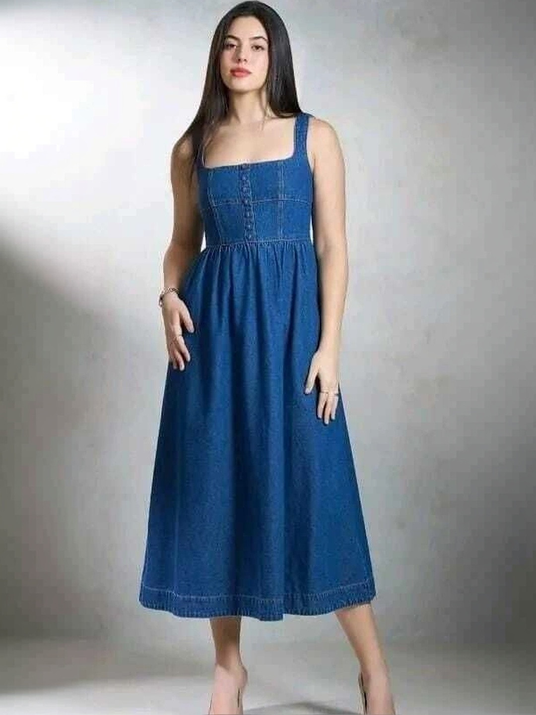 2013 USK COLLECTION Denim A-Line Midi Dress