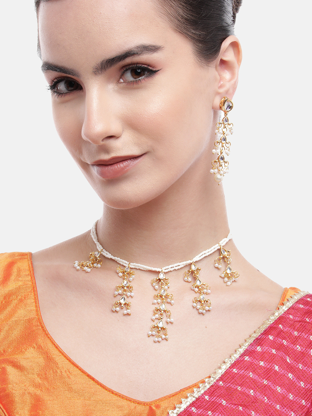 Anouk Gold-Plated Drop Kundan Jewellery Set