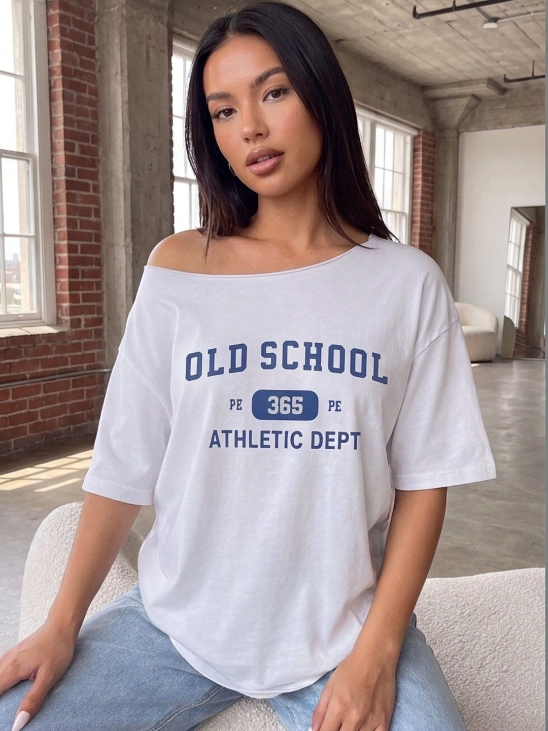 Calm Down Women Typography Printed Drop-Shoulder Sleeves T-shirt