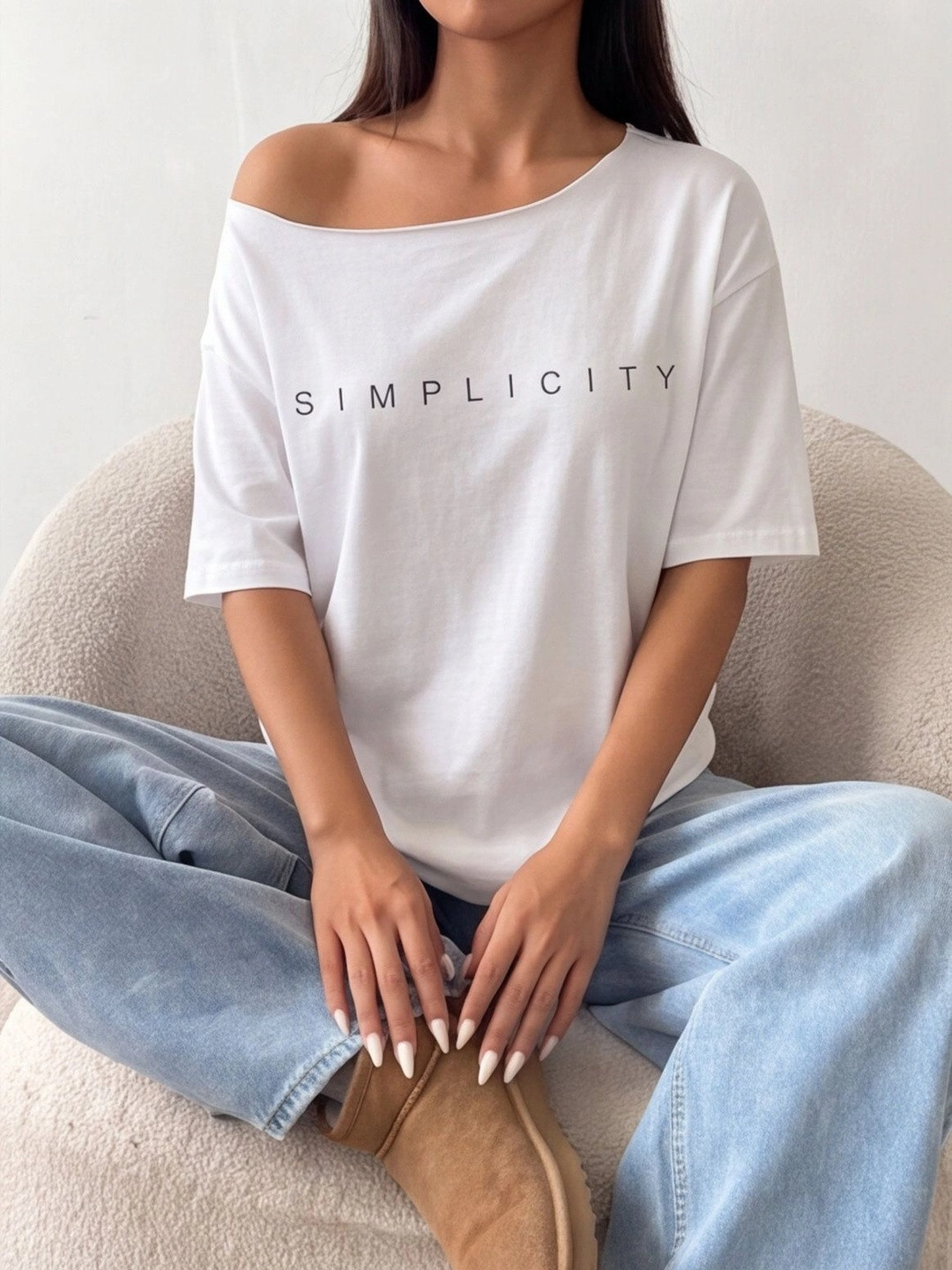 Calm Down Women Typography Printed T-shirt