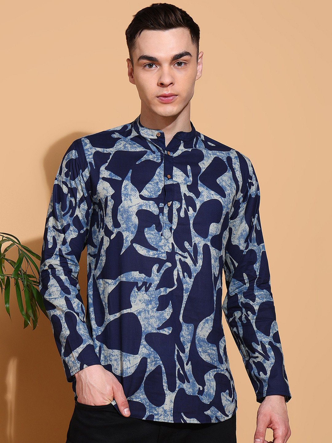 Anouk Men Geometric Printed Thread Work Kurta