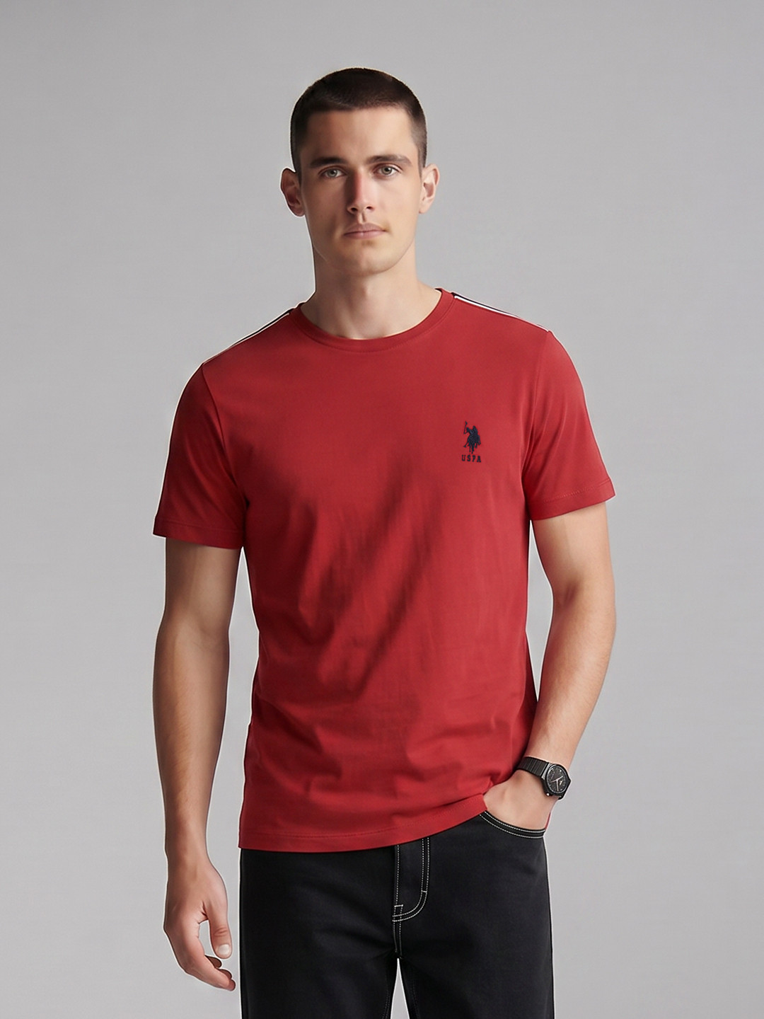 U.S. Polo Assn. Brand Logo Embroidered Pure Cotton T-shirt