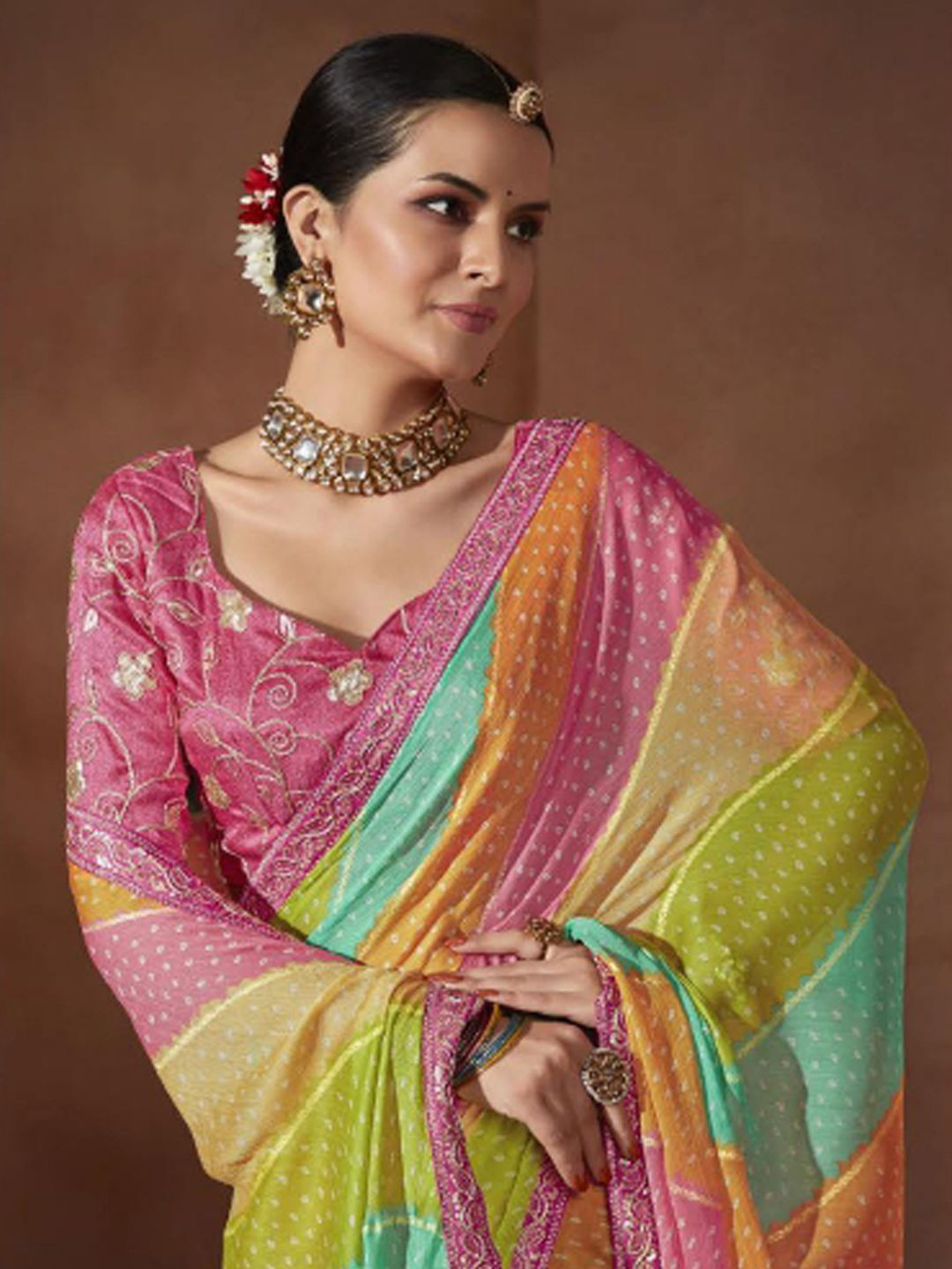 Anouk Bandhani Sequinned Saree