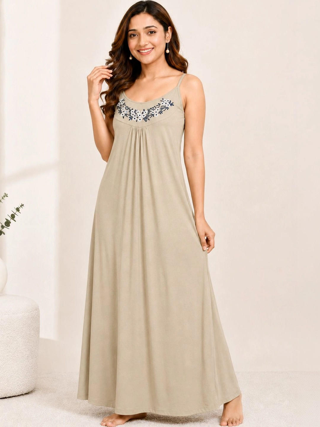 Sukhraa Embroidered Maxi Nightdress