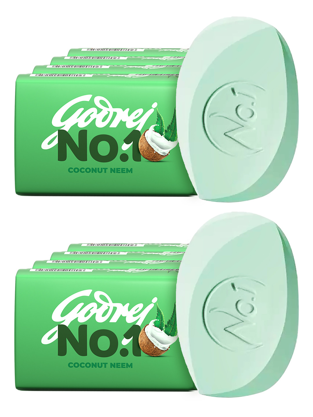 Godrej No.1 Set of 8 Coconut Neem Bathing Soap - 150 g Each