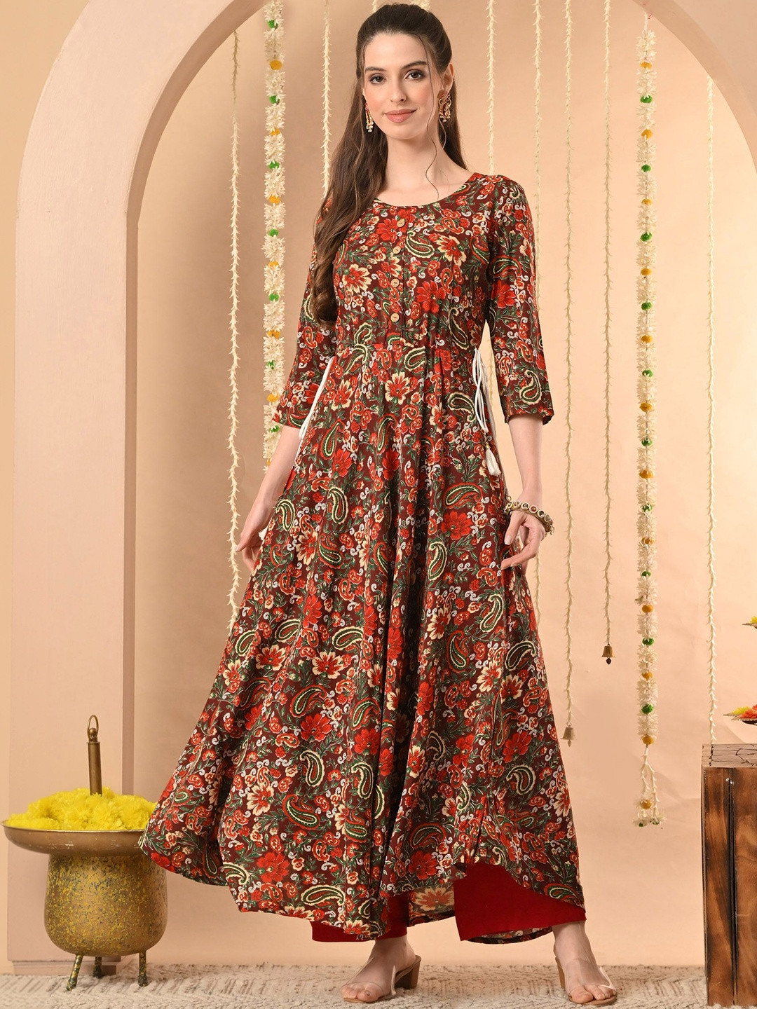 Anouk Mirage Women Paisley Printed Thread Work Anarkali Kurta