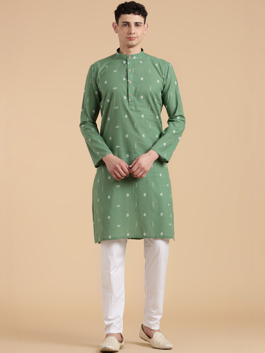 Anouk Men Geometric Chikankari Kurta