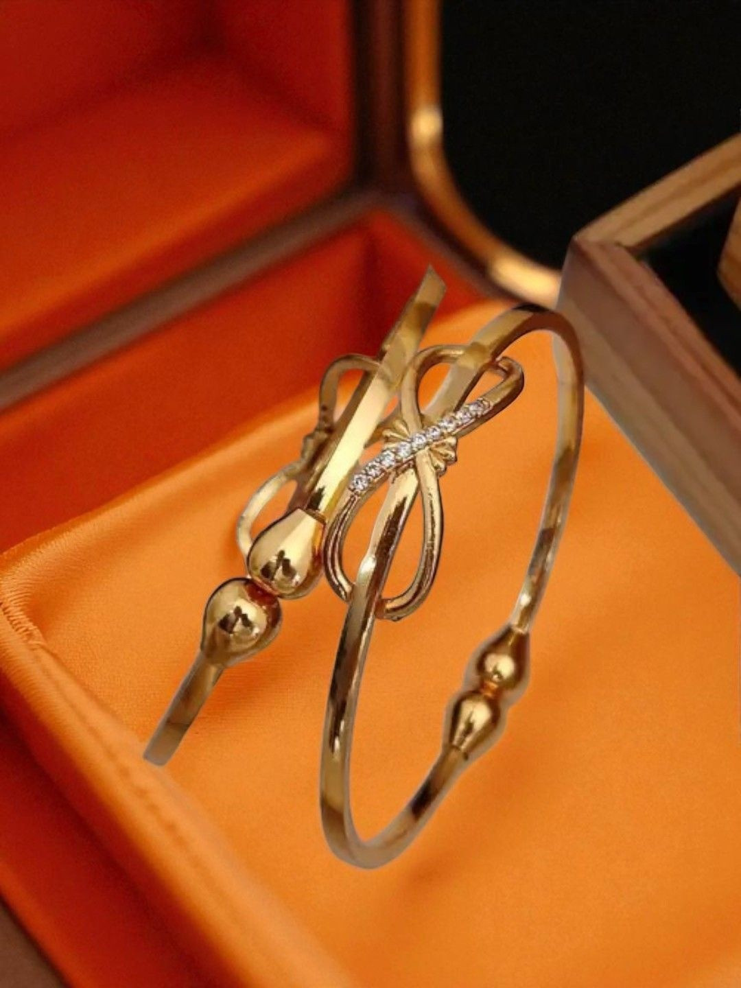 Anouk Set Of 2 Gold-Plated American Diamond Studded Bracelets