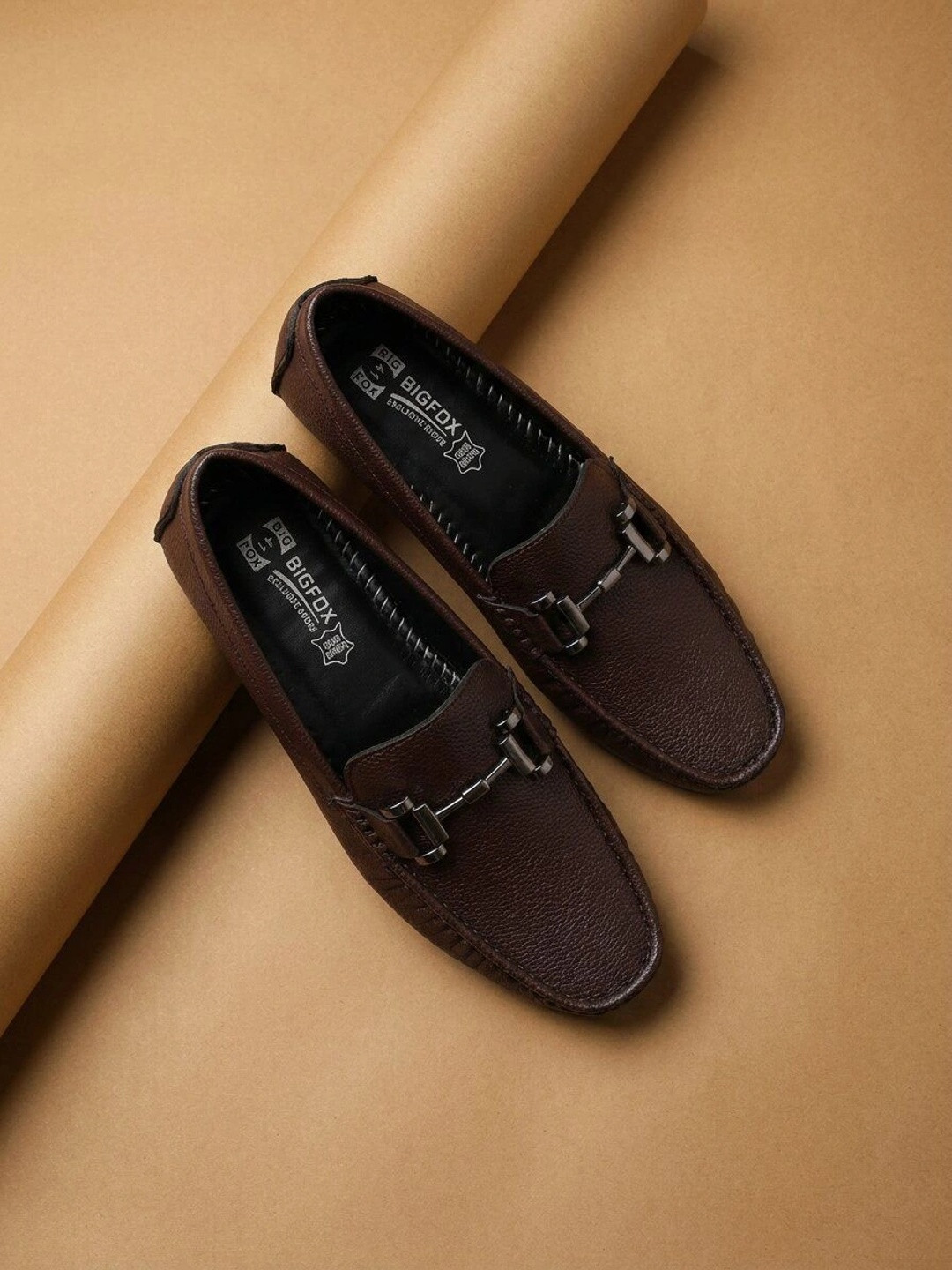 Big Fox Men Brown Textured Driving Shoes