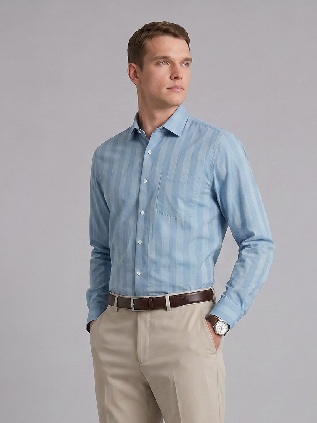 Arrow Vertical Striped Pure Cotton Formal Shirt