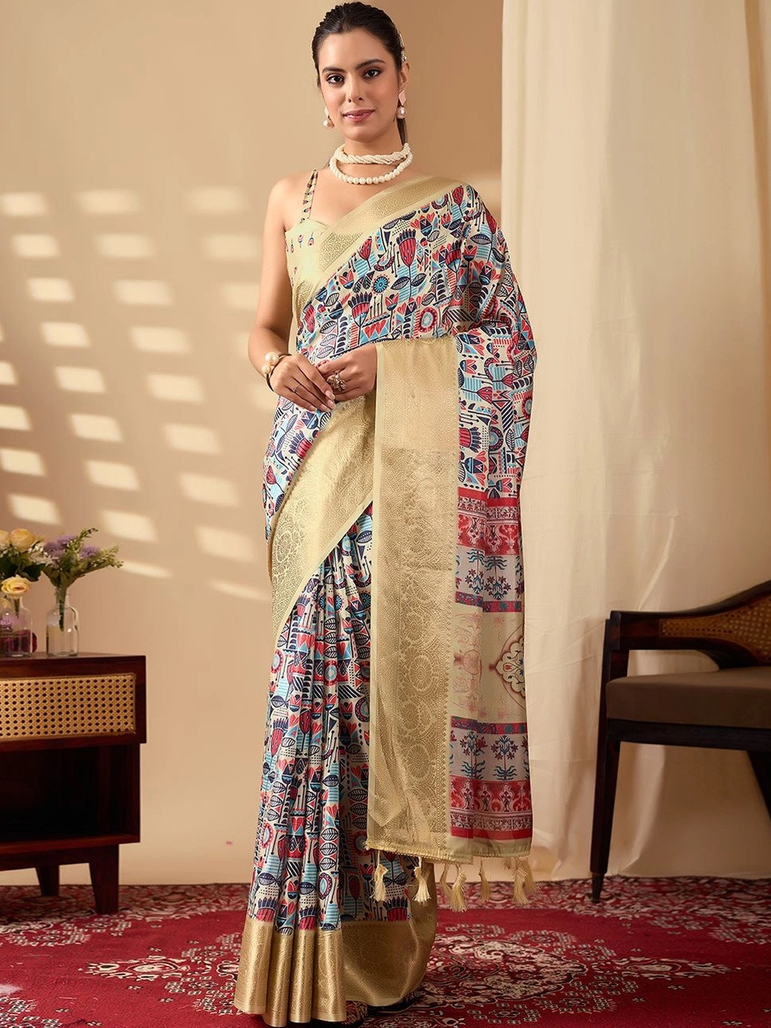 DHANLAXMI SAREES Ethnic Motifs Zari Silk Cotton Fusion Kota Saree