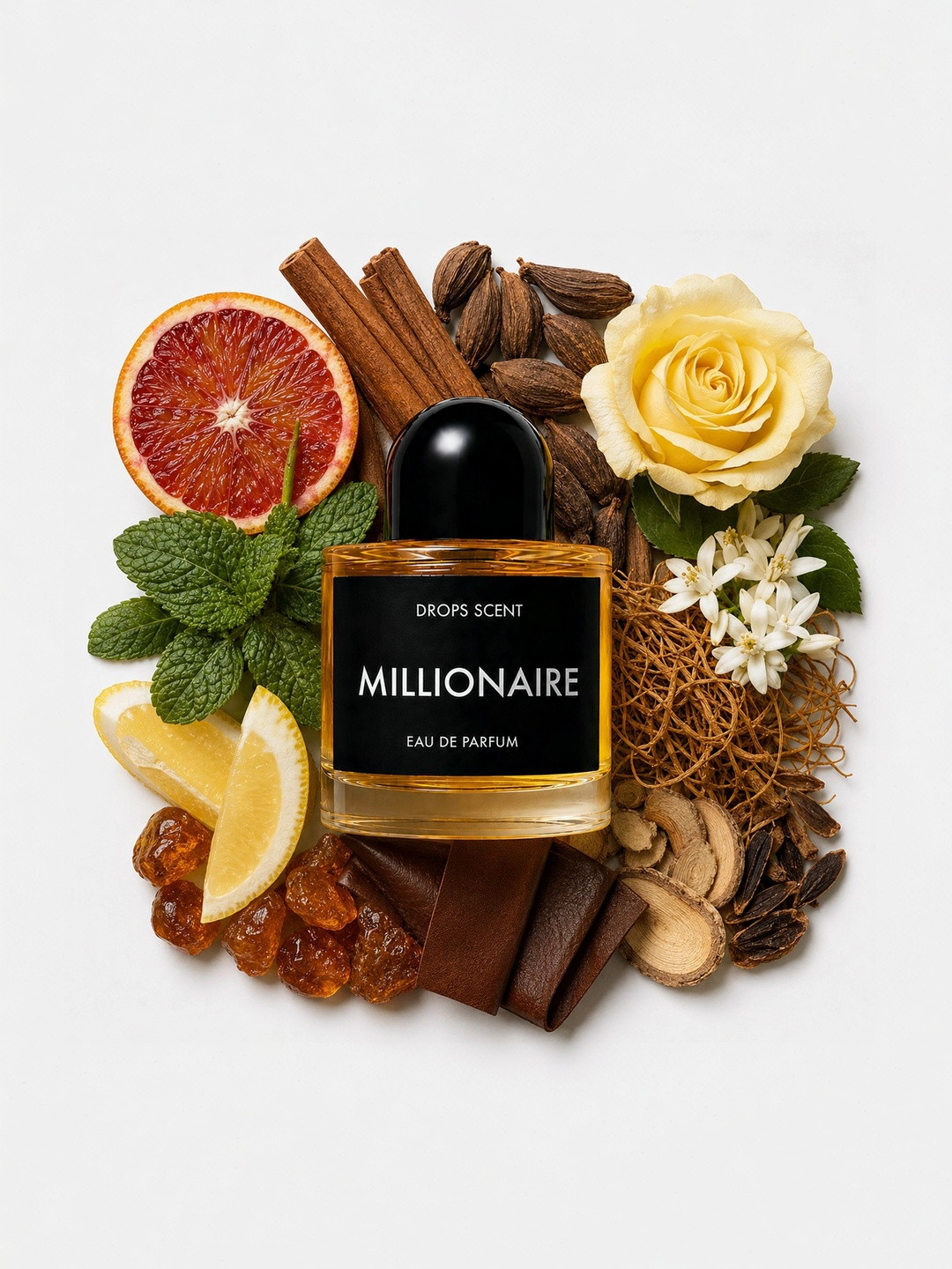 DROPS SCENT Millionaire Warm Spicy Woody Perfume for Men Citrus & Amber Luxury Fragrance