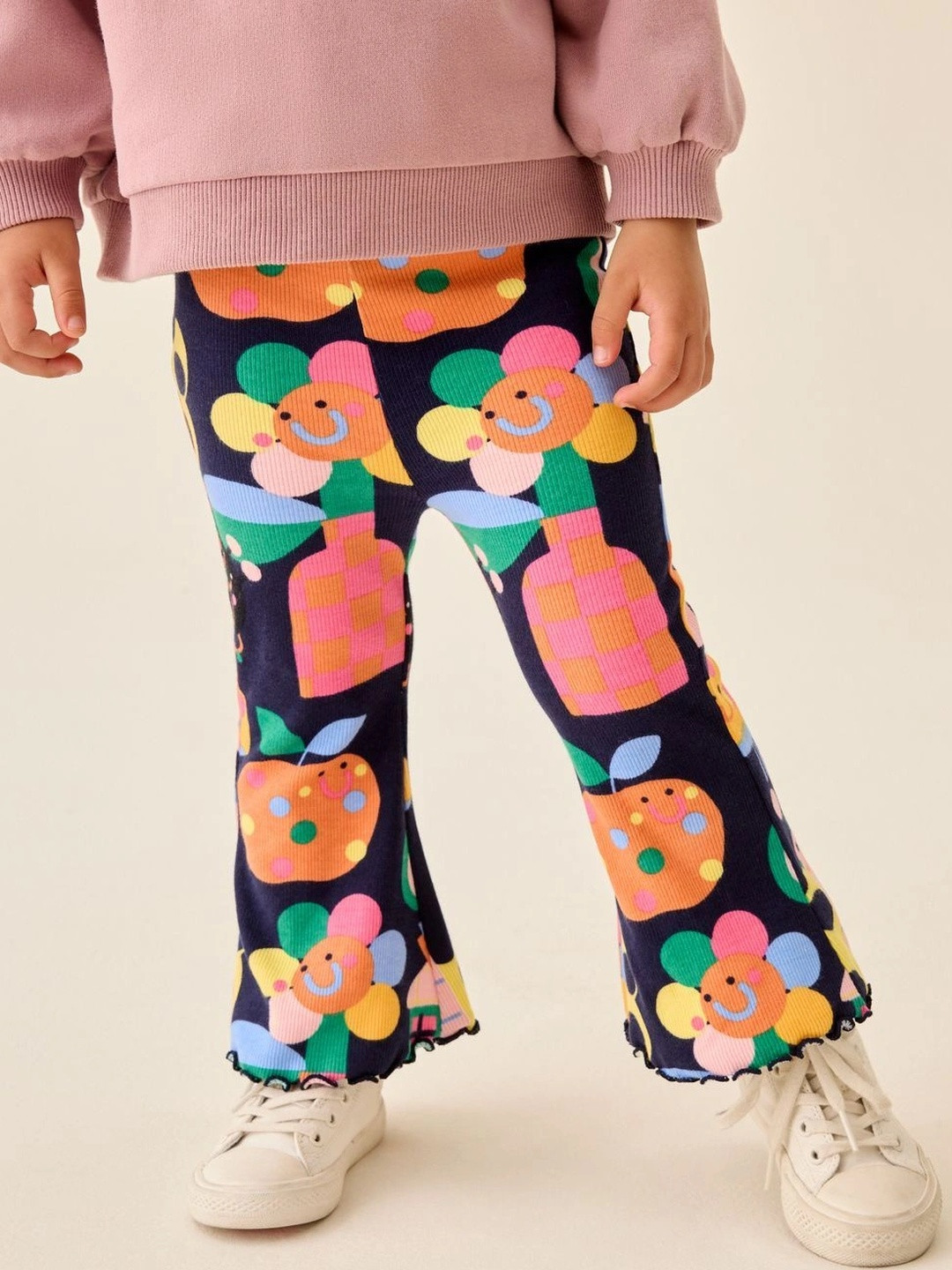 NEXT Girls Floral Printed Ankle Length Flared Leggings