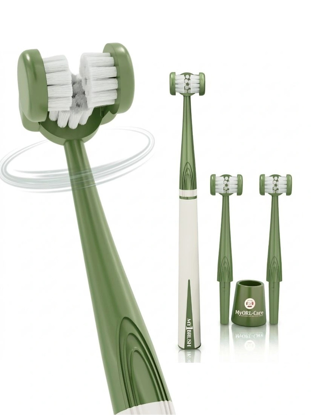 MyOrl-Care Brush - 3 Sided Manual Toothbrush 1 Year pack with 2 replaceable heads