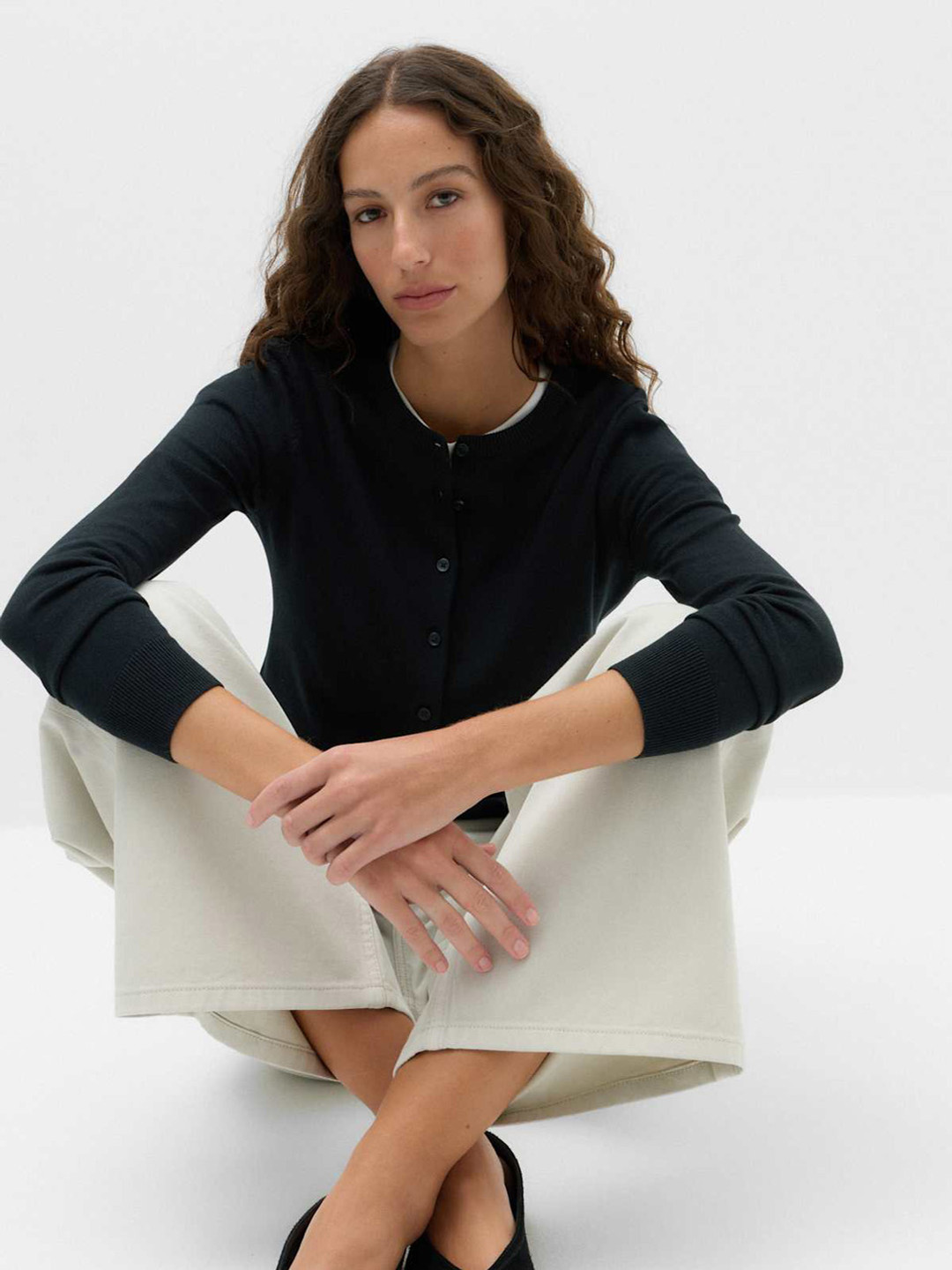 Marks & Spencer Stretch Viscose Crew Cardigan