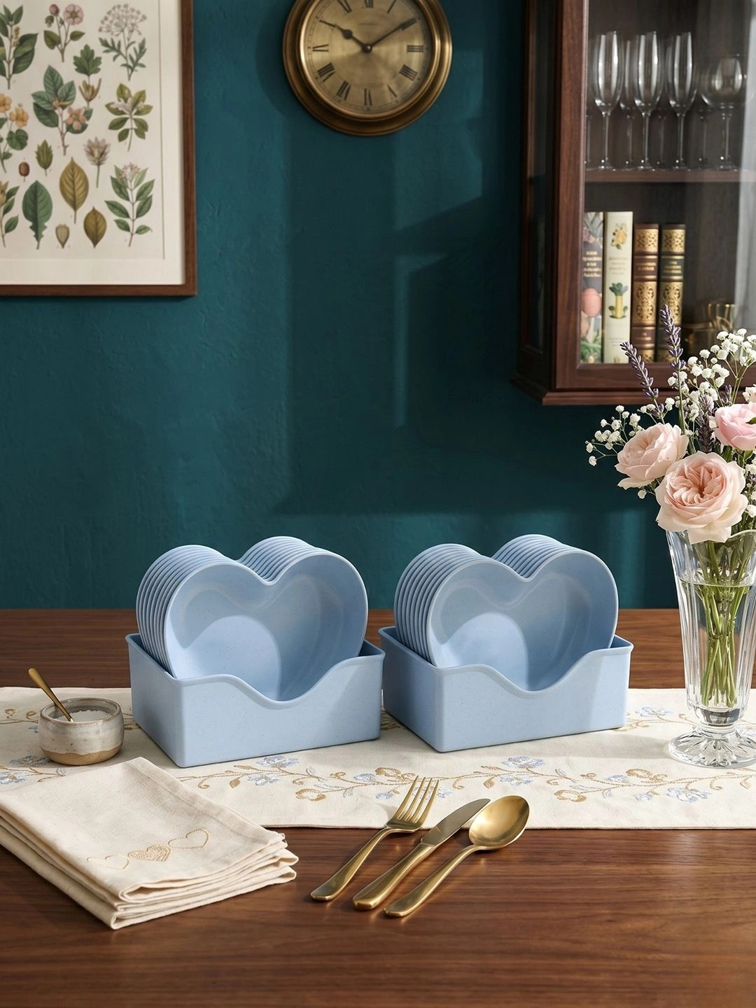 YELONA Blue 20 Pieces Dinnerware