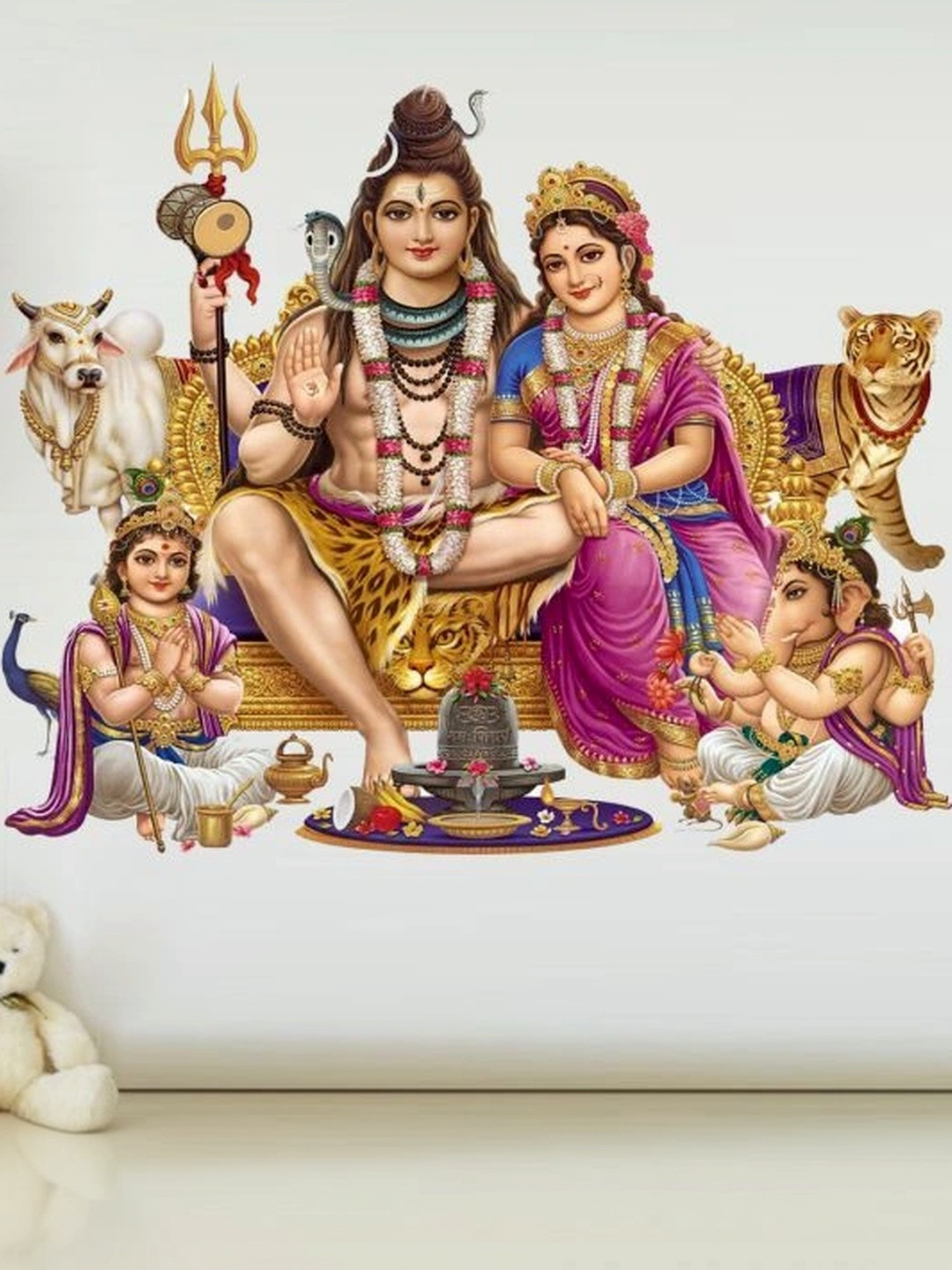 GRAPHICS DECOR Shankar Parvati with Ganesha Wall Sticker