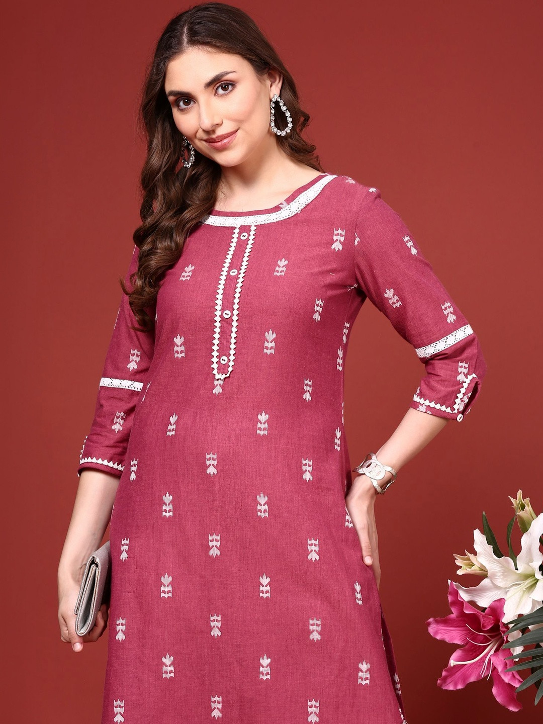 Anouk Women Floral Printed Dobby Kurta