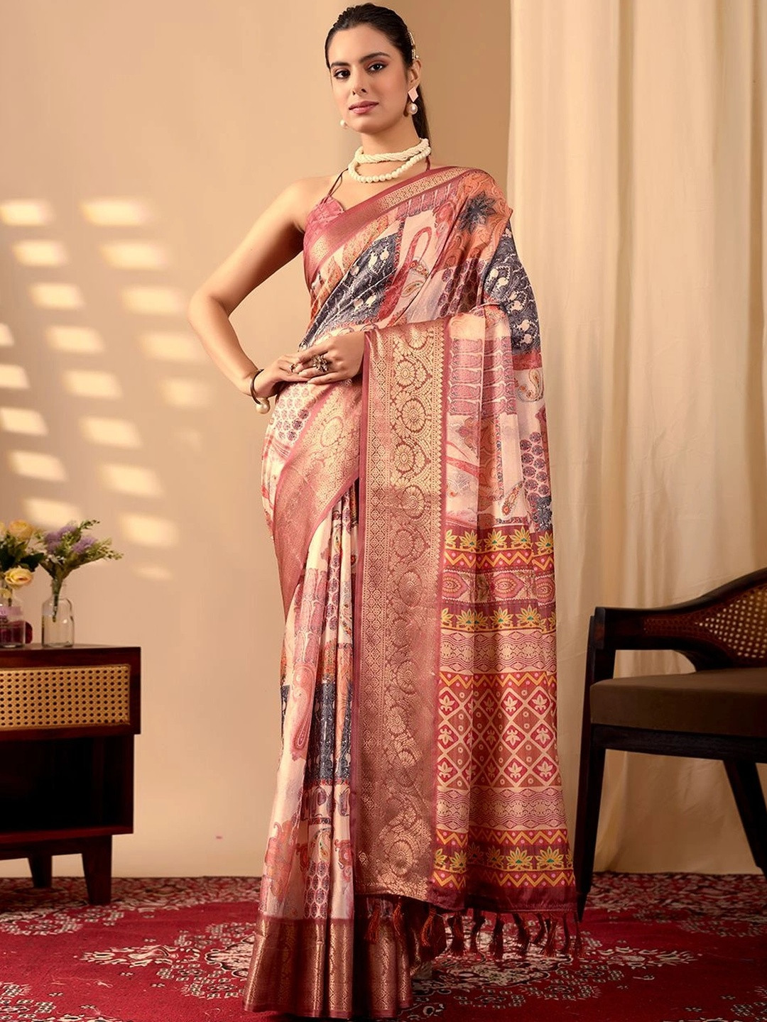 DHANLAXMI SAREES Ethnic Motifs Zari Silk Cotton Fusion Kota Saree