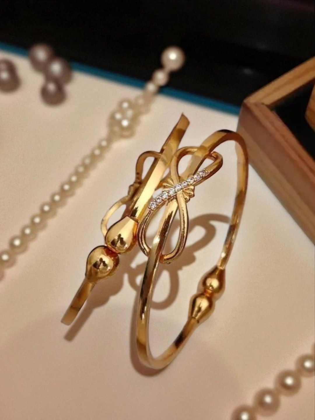 Anouk Set Of 2 Gold-Plated American Diamond Studded Bracelets