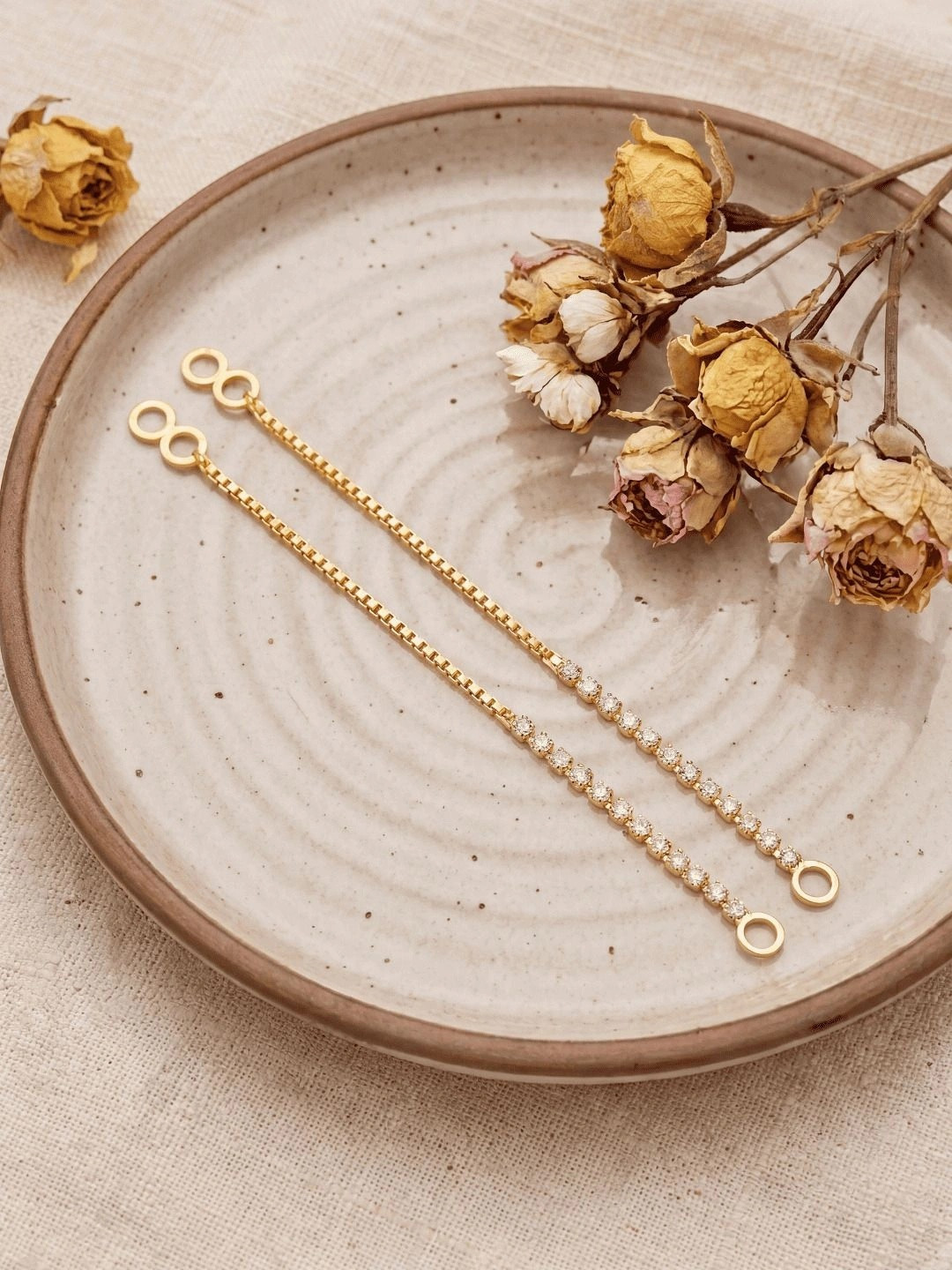 Jewar Mandi Gold Plated Classic Ear Chain Earrings