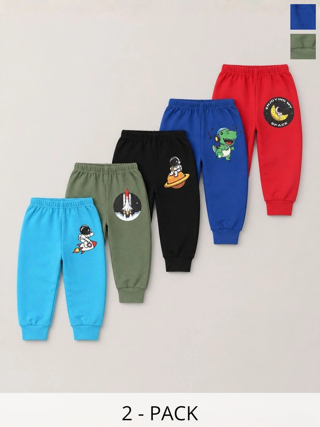 Superminis Kids Pack of 5 Printed Cotton Track Pants