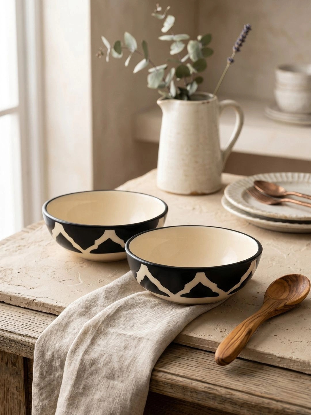 YELONA Black 2 Pieces Ceramic Dishwasher and Microwave Safe Serving Bowl