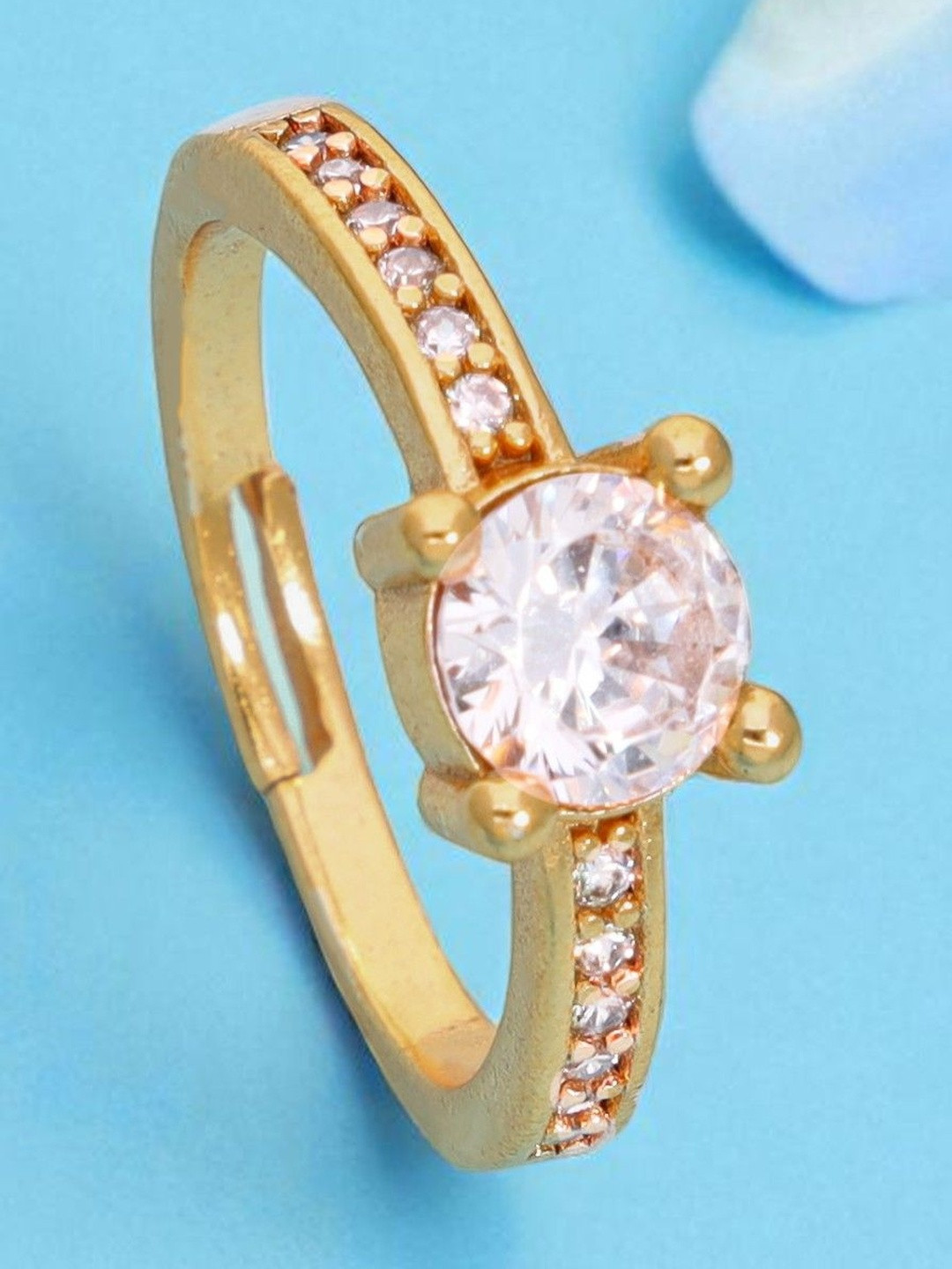 Anouk Cubic Zirconia Studded Round Adjustable Ring