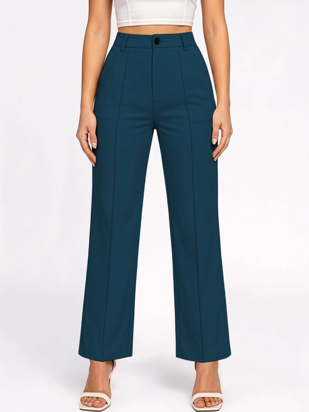Maheshvi Women Straight Fit High-Rise Trousers