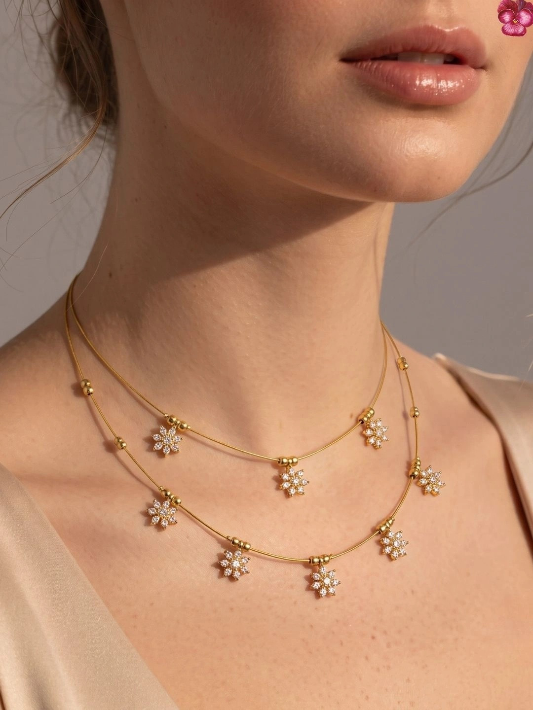 KIVORA Brass Gold-Plated Layered Necklace