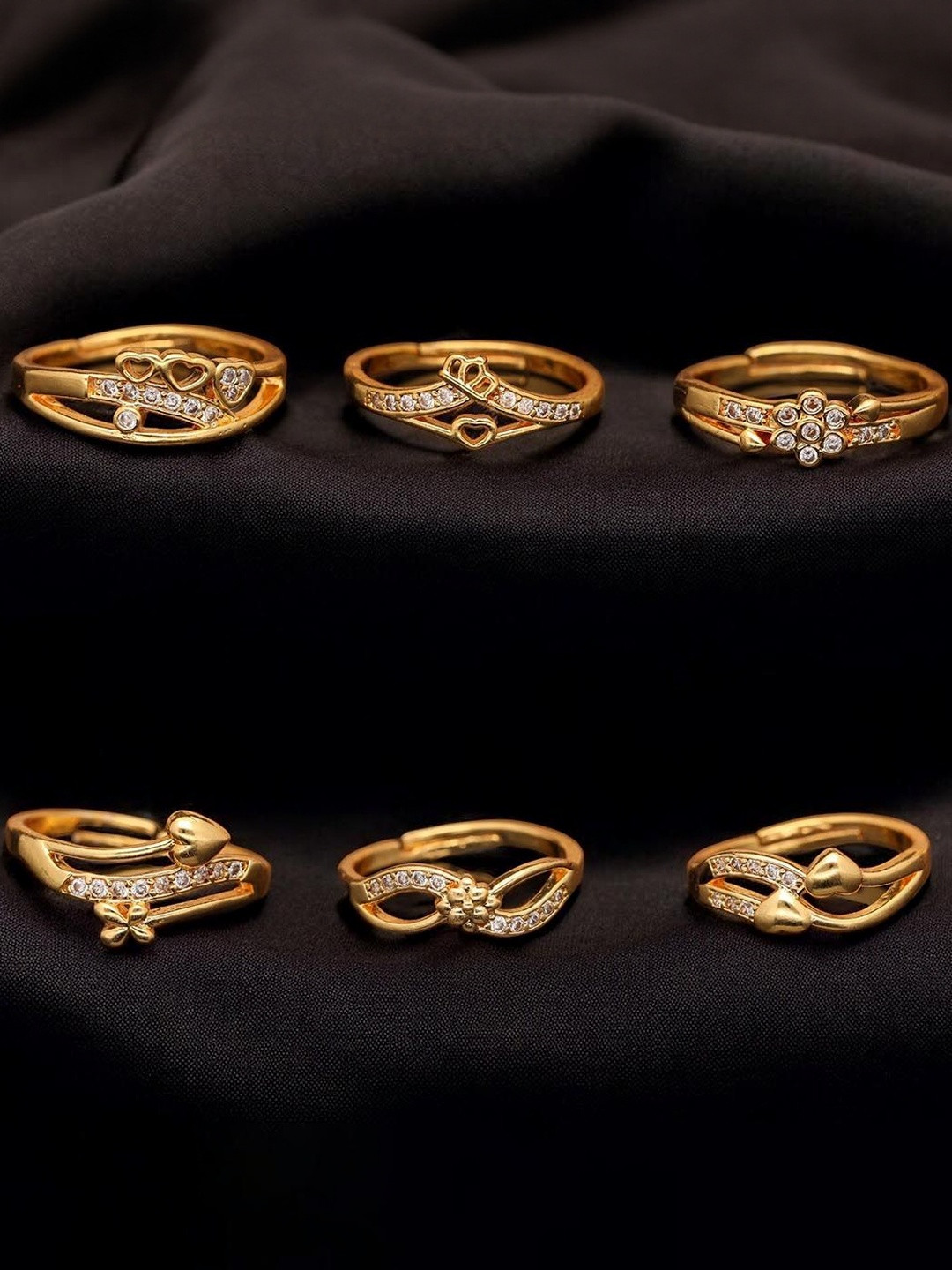 Simple Yet Stylish Gold Plated Adjustable Ring Floral Design for Daily Wear