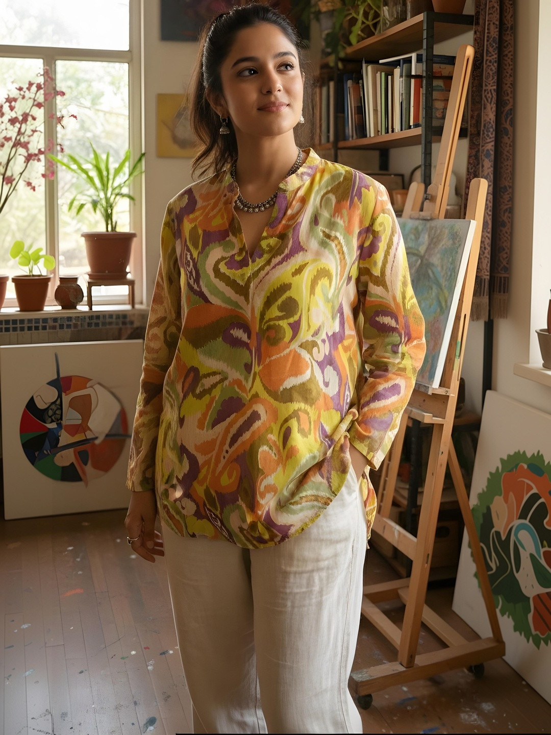 Anouk Mirage Printed V-Neck Pure Cotton Kurti