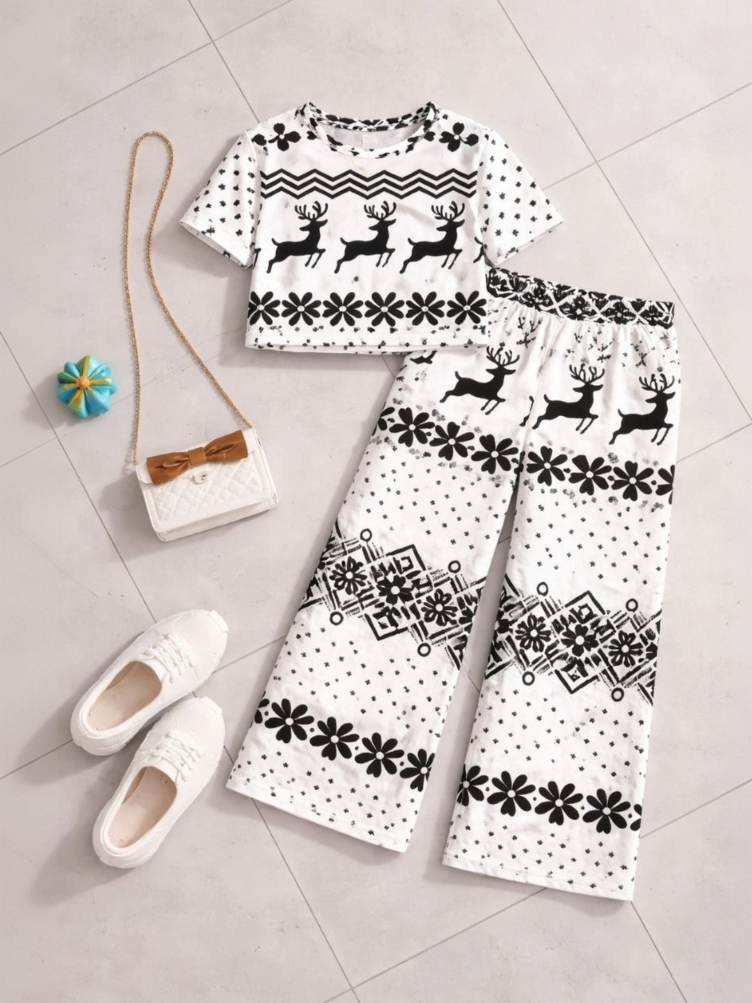 TOGEPI Cotton Printed Top with Palazzos