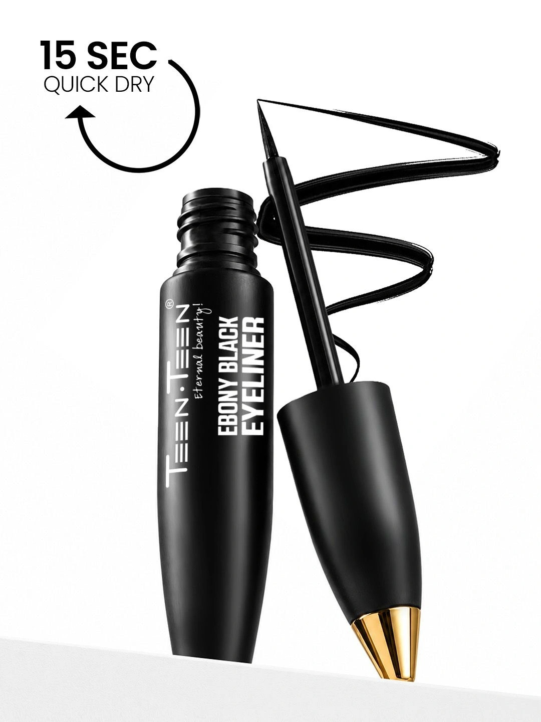 TEEN TEEN COSMETICS Ebony Black Bold Long-Lasting Eyeliner - 6 ml- Black - 01