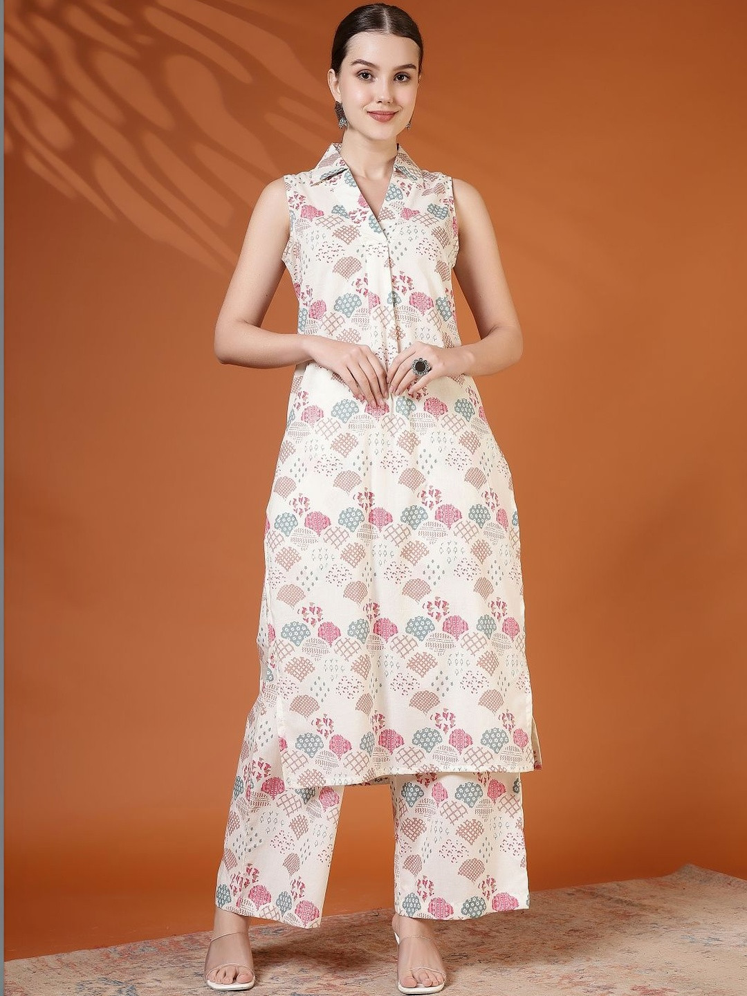 Anouk Mirage Women Ethnic Motifs Printed Regular Pure Cotton Kurta with Palazzos